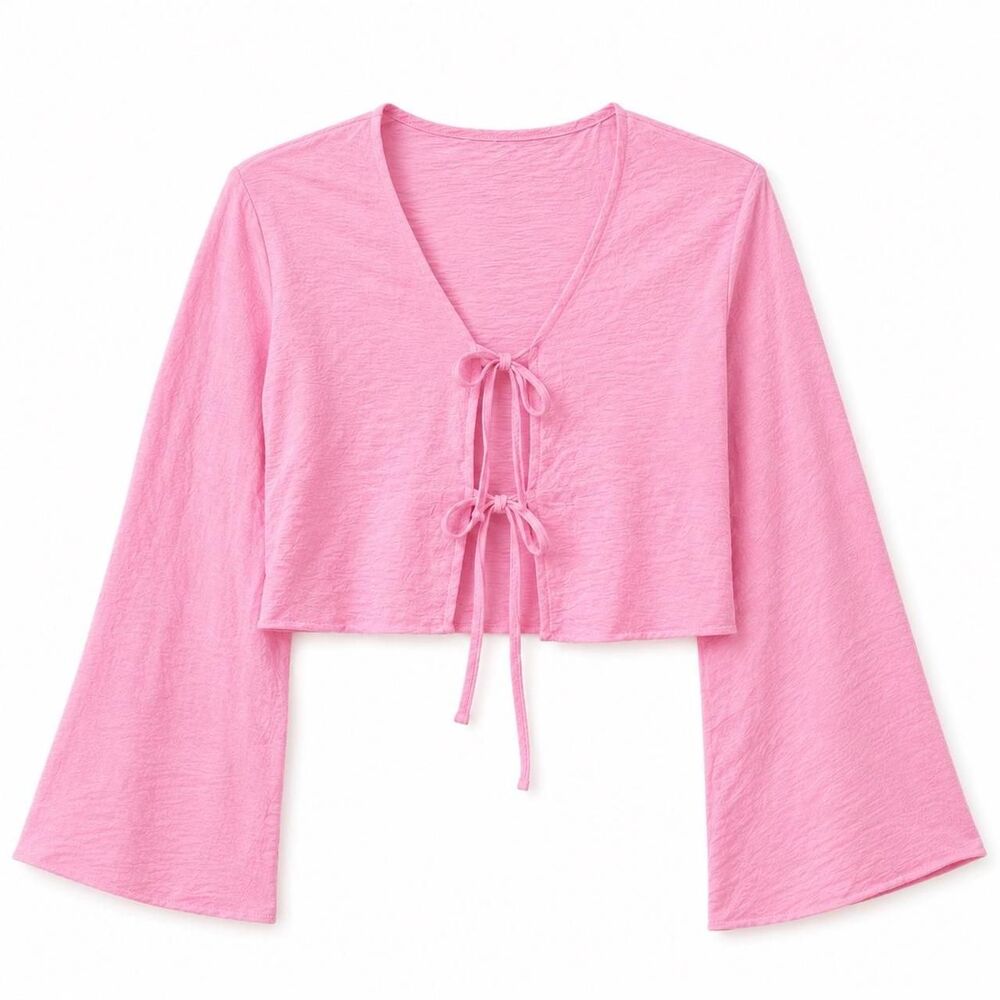 pink tie-front cropped cardigan/shrug